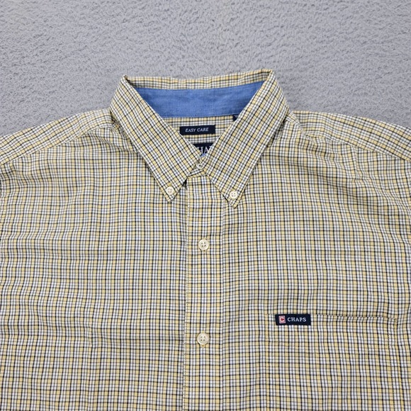 Chaps Shirt Mens Large Yellow plaid Button Down Short Sleeve Classiccore‎ Logo - Picture 3 of 15